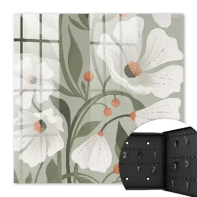 Key cabinet Beige flowers in the green background