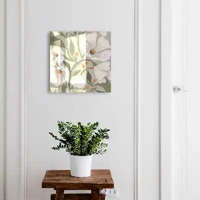 Key cabinet Beige flowers in the green background