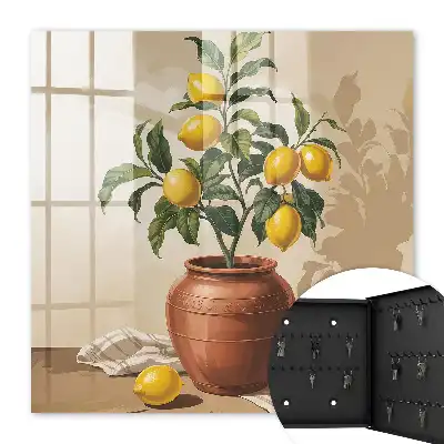 Wall mounted key box Lemon tree warm background