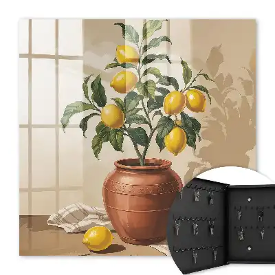 Wall mounted key box Lemon tree warm background