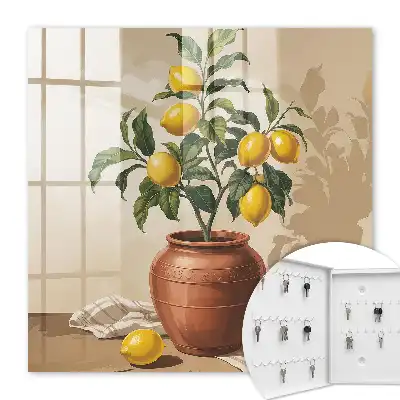 Wall mounted key box Lemon tree warm background