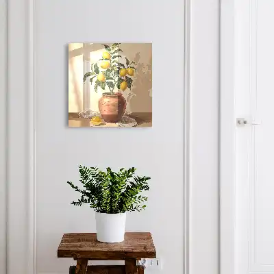 Wall mounted key box Lemon tree warm background