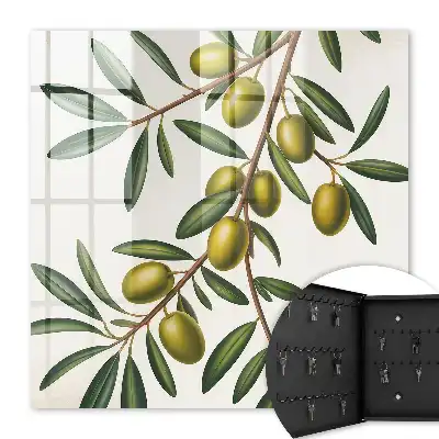 Decorative key box Olives on a branch with juicy plums
