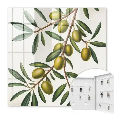 Decorative key box Olives on a branch with juicy plums