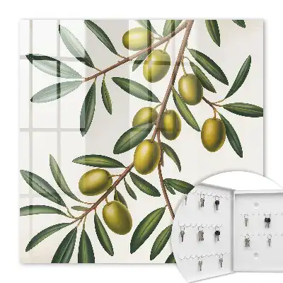 Decorative key box Olives on a branch with juicy plums