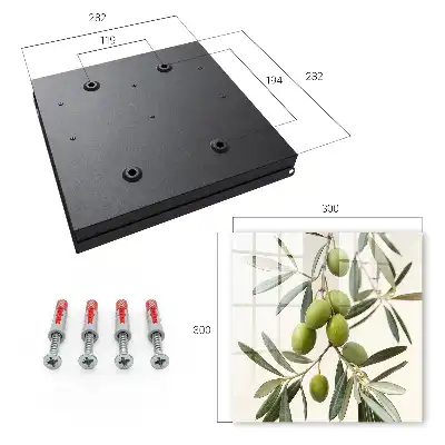 Wall mounted key cabinet A branch with olives in the cream background