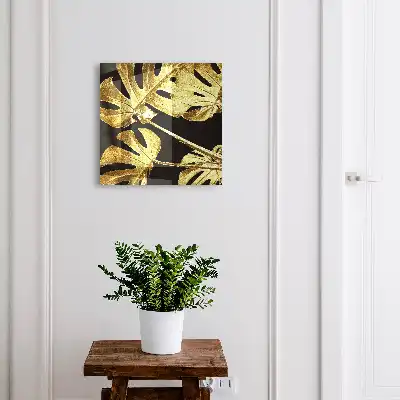 Key cabinet Monstera leaves in black background
