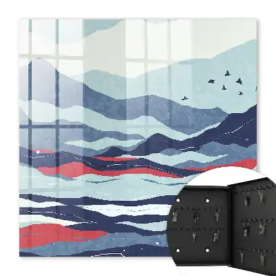 Decorative key box Blue waves of red