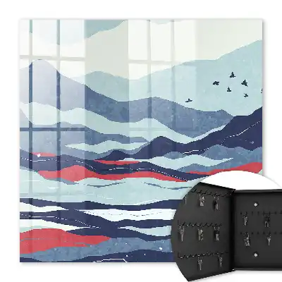 Decorative key box Blue waves of red