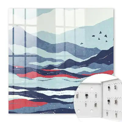 Decorative key box Blue waves of red