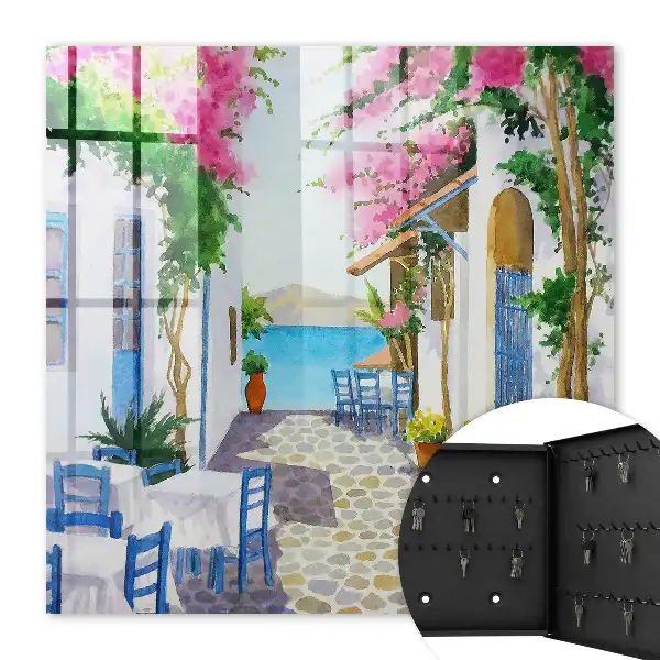 Wall mounted key cabinet Mediterranean beauty full of flowers