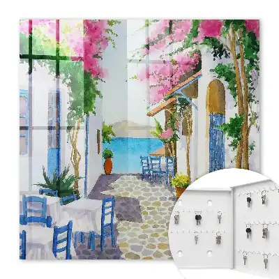 Wall mounted key cabinet Mediterranean beauty full of flowers