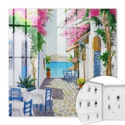 Wall mounted key cabinet Mediterranean beauty full of flowers