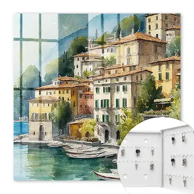 Wall mounted key box Italian landscape under the mountains
