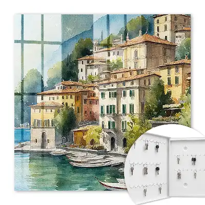 Wall mounted key box Italian landscape under the mountains