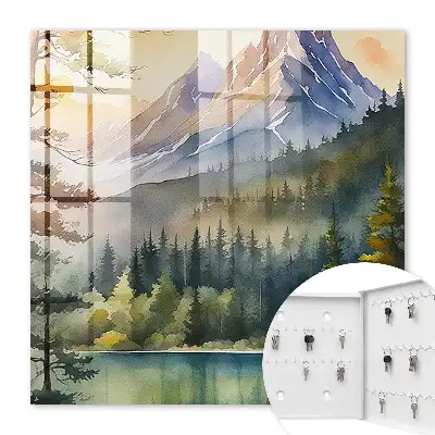 Key box for home Mountain landscape of lakes and forests