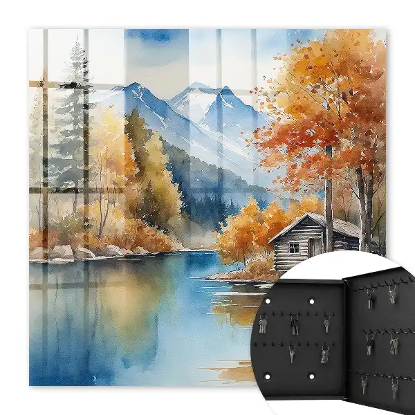 Decorative key box Mountain autumn with mountains and river