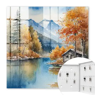 Decorative key box Mountain autumn with mountains and river