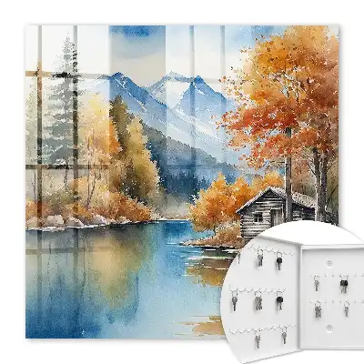 Decorative key box Mountain autumn with mountains and river