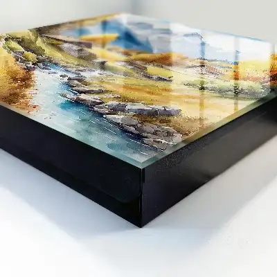 Wall mounted key cabinet Mountain peace with mountains and cottages