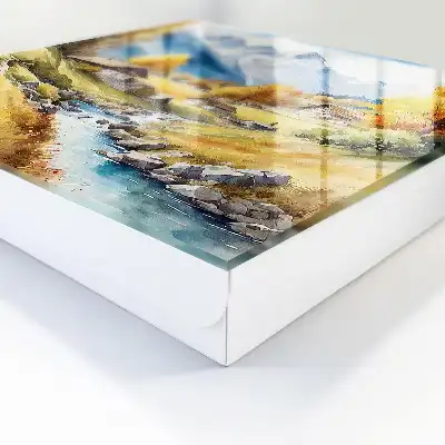 Wall mounted key cabinet Mountain peace with mountains and cottages