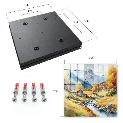 Wall mounted key cabinet Mountain peace with mountains and cottages