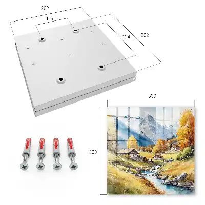 Wall mounted key cabinet Mountain peace with mountains and cottages