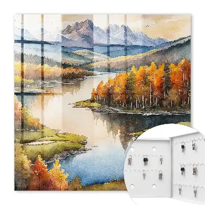 Key cabinet Autumn mountains with forest