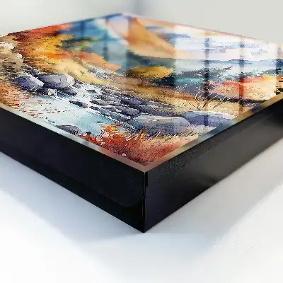 Wall mounted key box Autumn mountains with trees