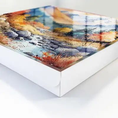 Wall mounted key box Autumn mountains with trees