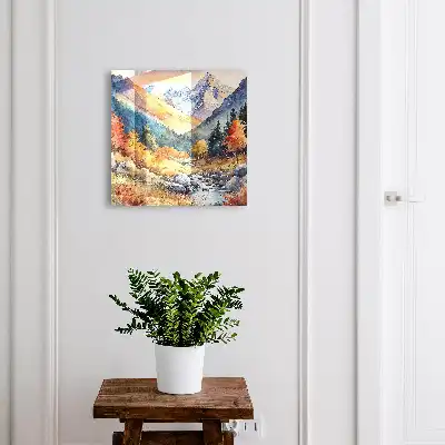 Wall mounted key box Autumn mountains with trees