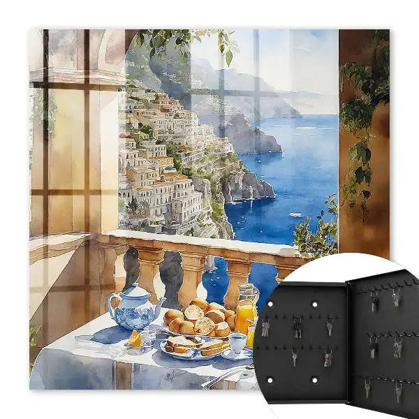 Decorative key box Breakfast on the terrace by the sea