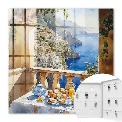 Decorative key box Breakfast on the terrace by the sea