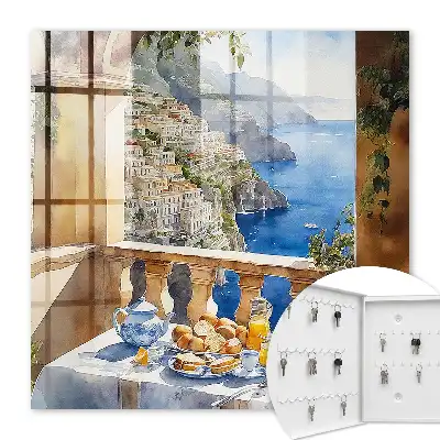 Decorative key box Breakfast on the terrace by the sea