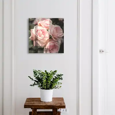 Wall mounted key box Pink roses in full bloom