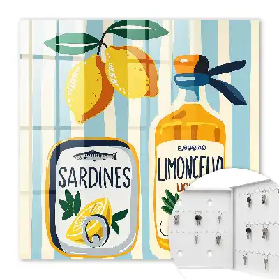 Wall mounted key cabinet Italian sardine lemon motifs