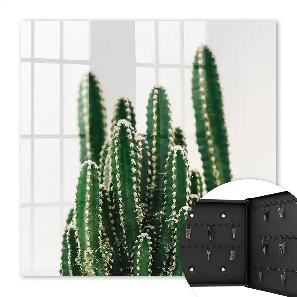 Wall mounted key box Green cacti in a modern style
