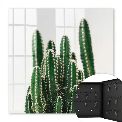 Wall mounted key box Green cacti in a modern style