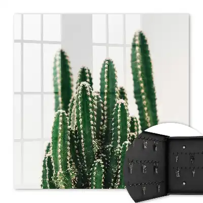 Wall mounted key box Green cacti in a modern style