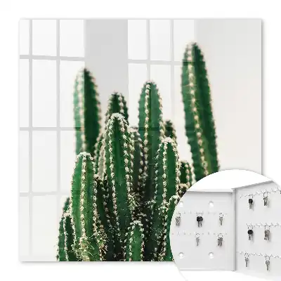 Wall mounted key box Green cacti in a modern style