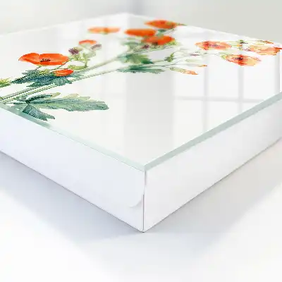 Wall mounted key cabinet Orange poppies green
