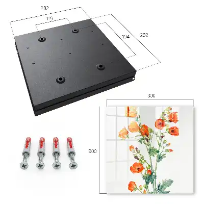 Wall mounted key cabinet Orange poppies green