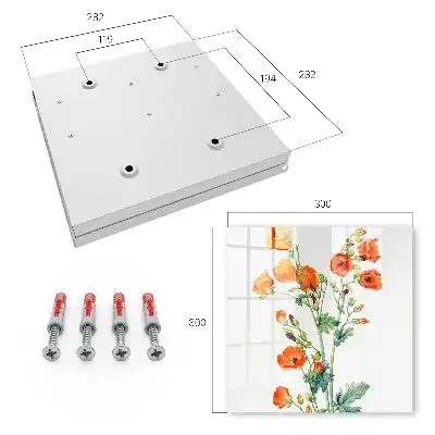 Wall mounted key cabinet Orange poppies green