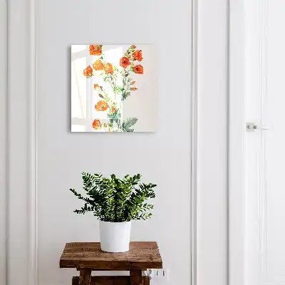 Wall mounted key cabinet Orange poppies green