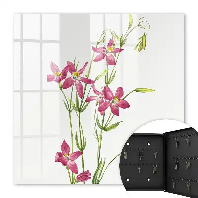 Key cabinet Pink flowers in the light background