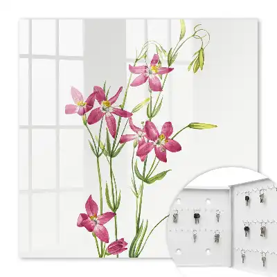 Key cabinet Pink flowers in the light background