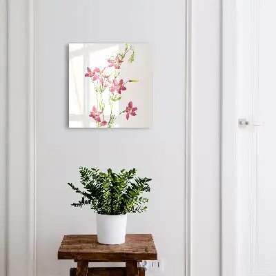 Key cabinet Pink flowers in the light background