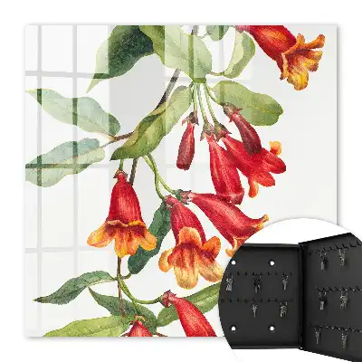 Wall mounted key box Red flowers