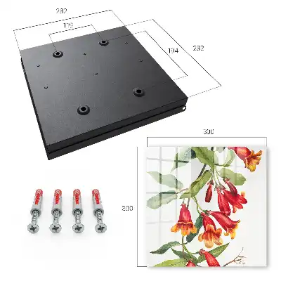 Wall mounted key box Red flowers