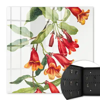 Wall mounted key box Red flowers